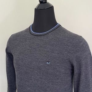 New Etro Sweater Crewneck Virgin Wool Dark Gray Pullover Sweater Etro Italy